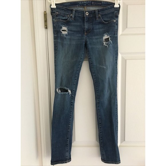 AG Adriano Goldschmied Slim Distressed Women's Jeans Light Wash 29x29 - Picture 2 of 12